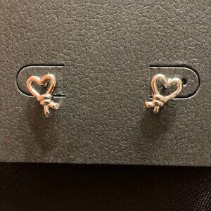 Steve Madden Silver Tone Heart Knot Stud Earrings
